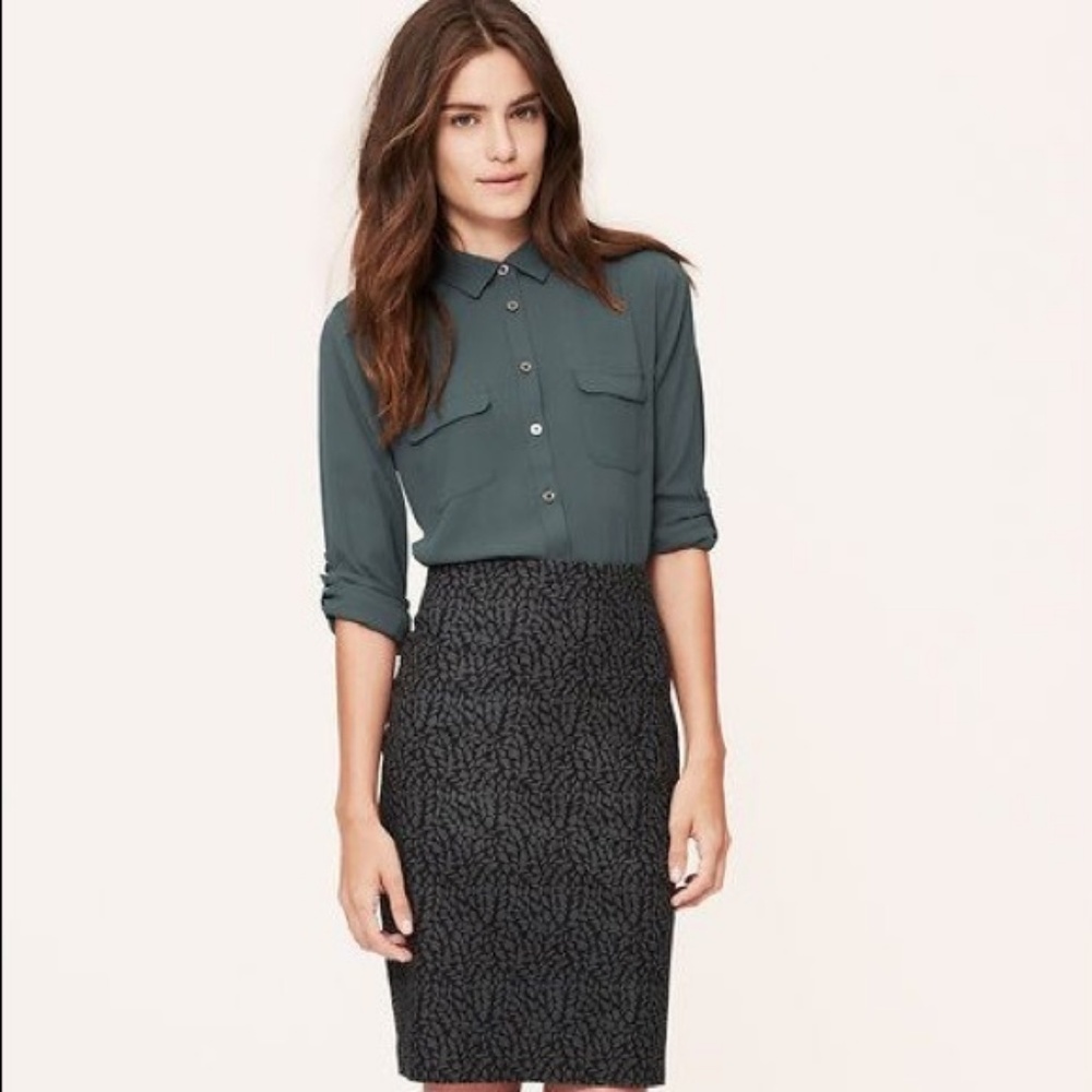 Loft Petite Forest Green Utility Blouse